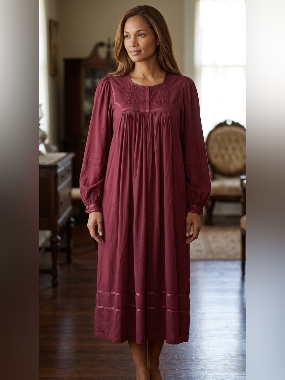 Vintage Bawa's Beaded Rayon Midi/Maxi Dress – Size S